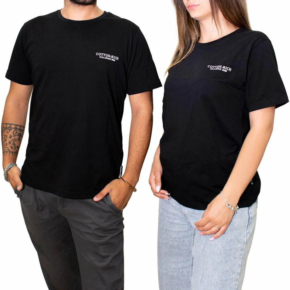 T-Shirt Cotton-Rich noir avec broderie