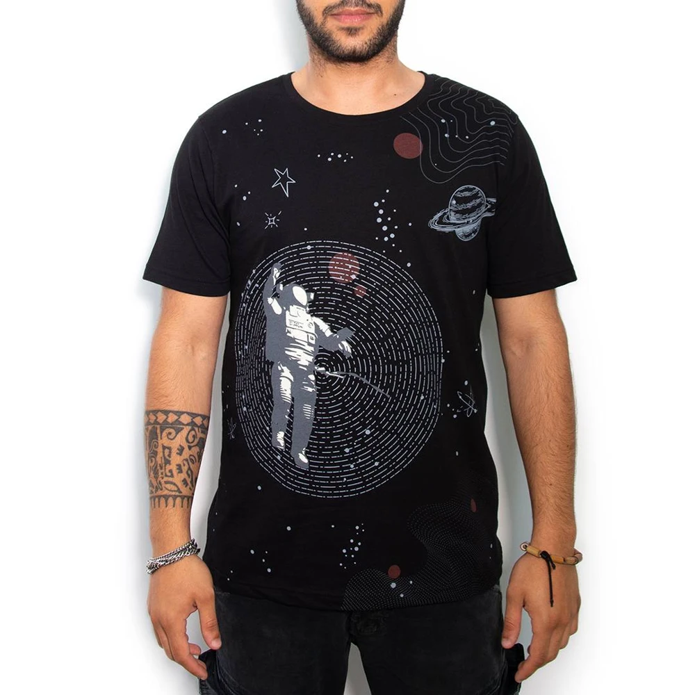 T-Shirt Cotton-Rich Oversize Noir - Space
