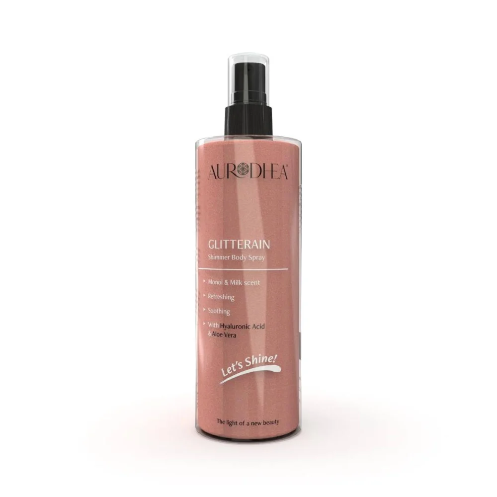 GLITTERAIN Golden Shimmer Body Spray (Parfum de monoï et de lait)